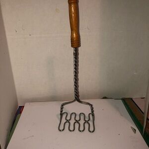 Vintage Wooden Handle Metal Potato Masher- farmhouse decor or a lot of potatoes